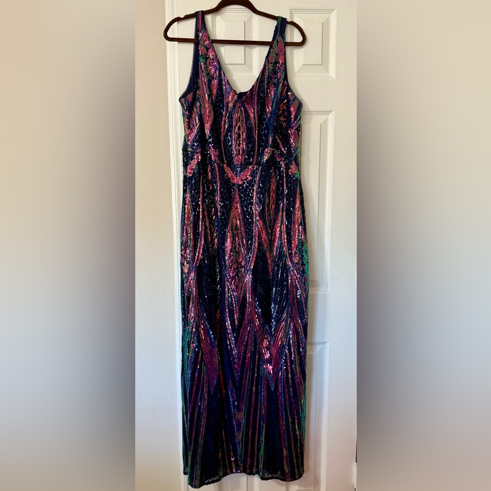 Nightway colorful sequin dress 18w